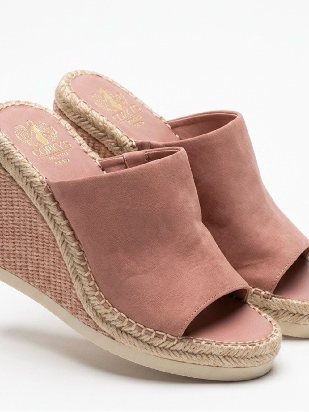NWOB Vince Camuto Brissia Raffia Espadrille Wedge Slide Sandals Women's Size 8.5
